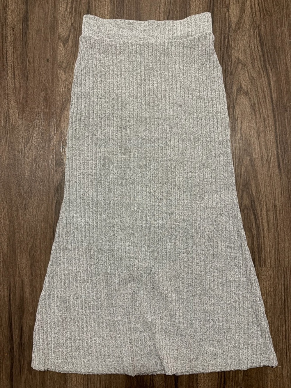 Final Touch Ribbed Midi Skirt - Light Gray